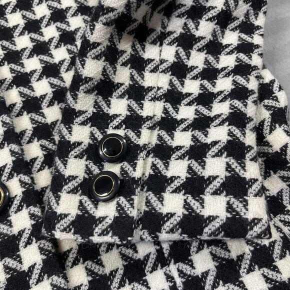 Kasper A.S.L. Blazer Womens 4 Black White Wool Houndstooth Stand Collar Cropped - Picture 9 of 10